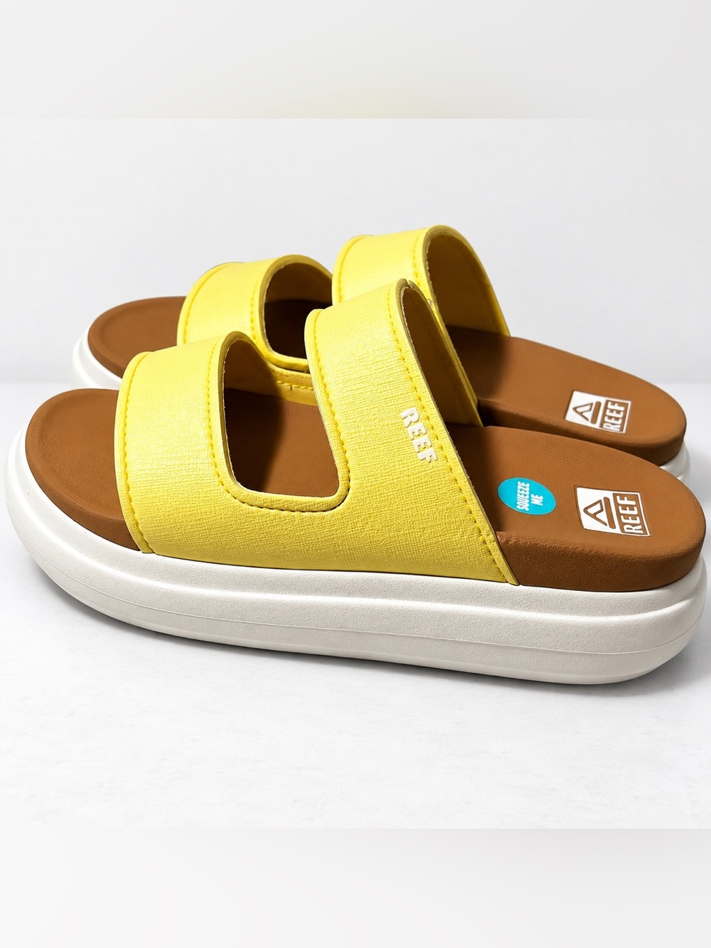 REEF Bondi 2 Bar Women's Yellow Platform Slide on Sandals Size 10 NWT